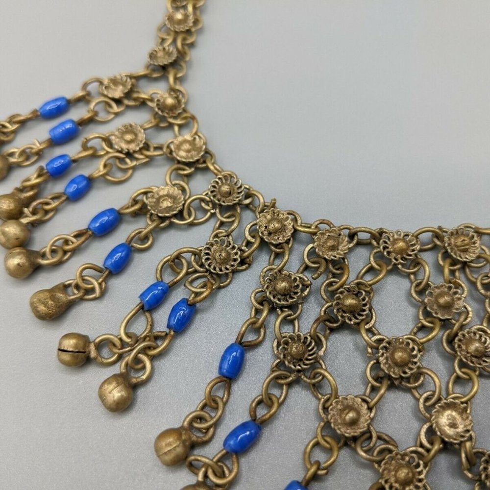 Vintage Cannetille Etruscan Revival Bib Necklace - Picture 6 of 11